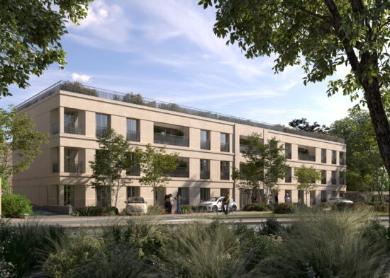 Perspective extérieure d'une résidence de logements neufs à Saint Germain