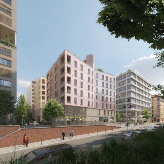 Logements neufs rue Saint-Just à Ivry dans le quartier Gagarine-Truillot